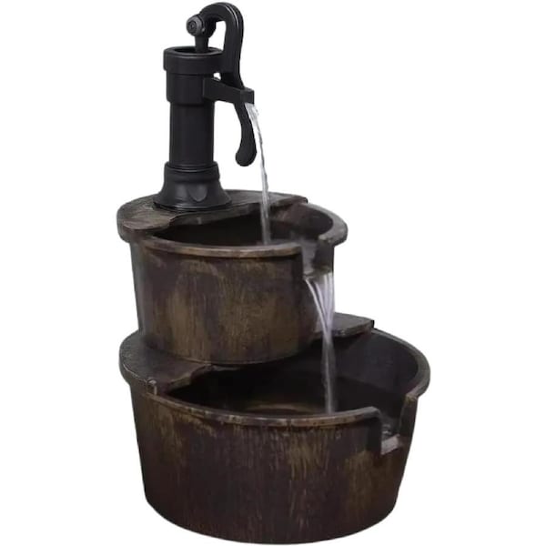 Backyard Cascara Solar-Powered Water Fountain Outdoor Garden Decor Feature