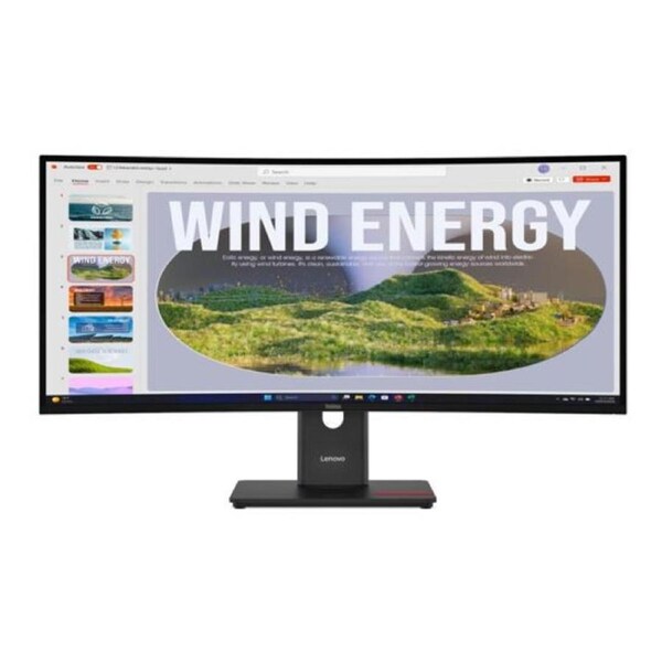 LENOVO ThinkVision T34WD-40 34' 120Hz WQHD Monitor 1500R Curve 4K 3440x1440 21:9 Height Adjustable Tilt Swivel 100W PD DP HDMI USB-C LAN 4xUSB3.2 Hub