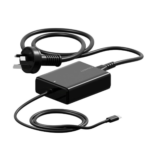 Cygnett PowerMaxx 100W PD GaN Laptop Charger with Integrated USB-C Cable (1M) - Black(CY5072PDWCH), 1M USB-C (100W), 2 Years Warranty