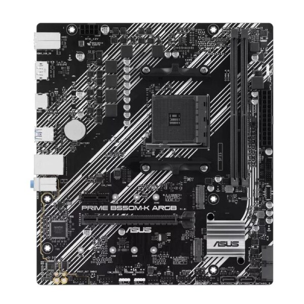 ASUS AMD B550M PRIME B550M-K ARGB (Ryzen AM4) Micro-ATX Motherboard 2x DDR4 64GB, Dual M.2, PCIe 4.0, Realtek 1Gb Ethernet, DP, HDMI