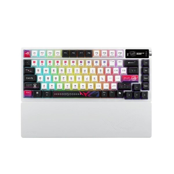 ASUS ROG AZOTH X SNOW SWITCH ROG NX V2 Mechanical Switches, Dye-sublimated, Semi-translucent keycaps, Metal top cover, gasket mount