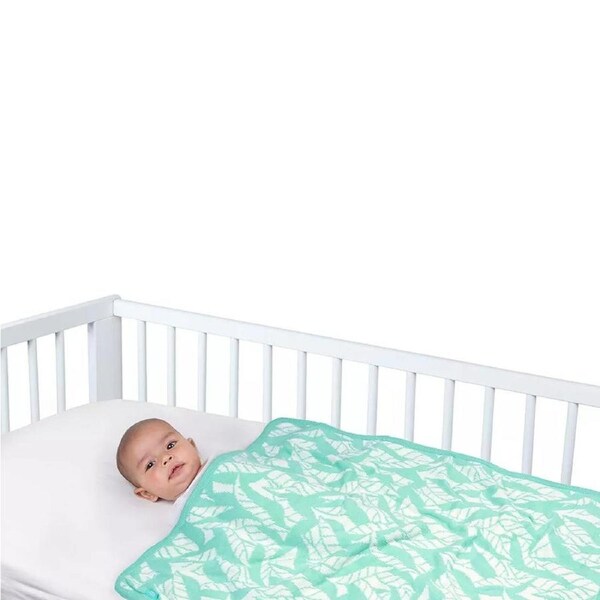 Playgro Fauna Friends Reversible Cot Baby Nursery Blanket Mint/White