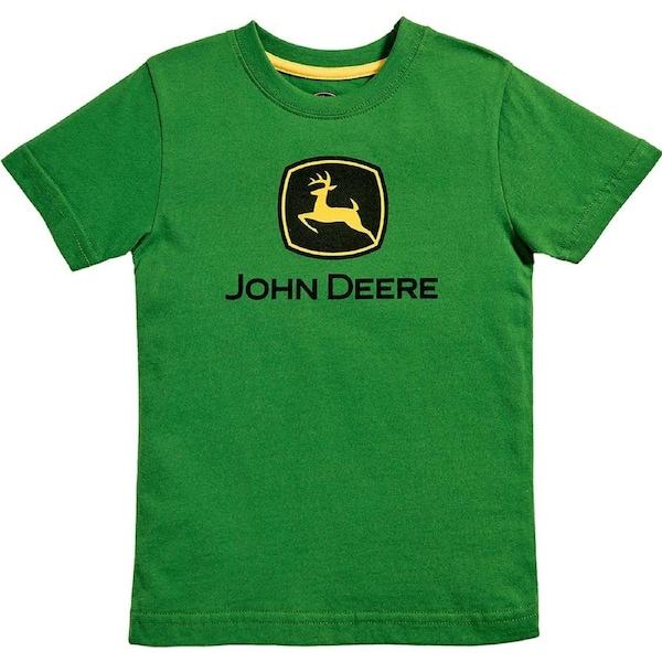 John Deere Logo Themed Cotton Short Sleeve T-Shirt/Tee Childrens Green 10-12