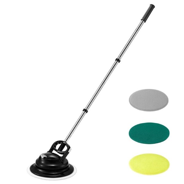 Floor Spin Mop Cleaner 4In1 Electric Cordless Spinning Scrubber Polisher Sweeper Waxer Washer Cleaning Machine Washing Pads for Hard Wood Tile Marble