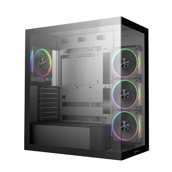 DeepCool CG580 4F v2 Panoramic ATX Mid-Tower Case, 4 x Pre Installed Fans Single Chamber, Support Up to 2x 360mm Radiators, Front 2x USB3.0 R-CG580-BKADA4-G-2