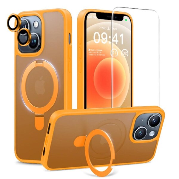 ZUSLAB iPhone 12 / 12 Pro Case, Magnetic Stand, Screen & Camera Protector, Shockproof, MagSafe Compatible (Grey)