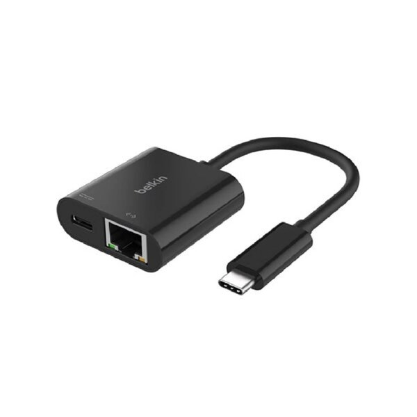 Belkin Connect Usb C To Ethernet Plus Charge Adapter Black Inc019Btbk