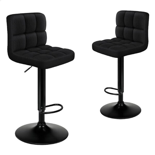 ALFORDSON Bar Stools Kitchen Swivel Chair Gas Lift Leather/Fabric/Boucle x2/x4 Black (Fabric) x 2