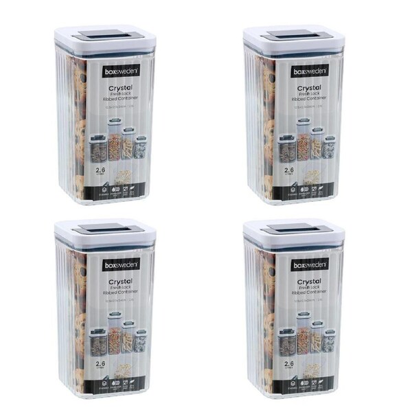 4PK Lemon and Lime Crystal Ribbed Food Storage Container 2.6L/24cm Assorted