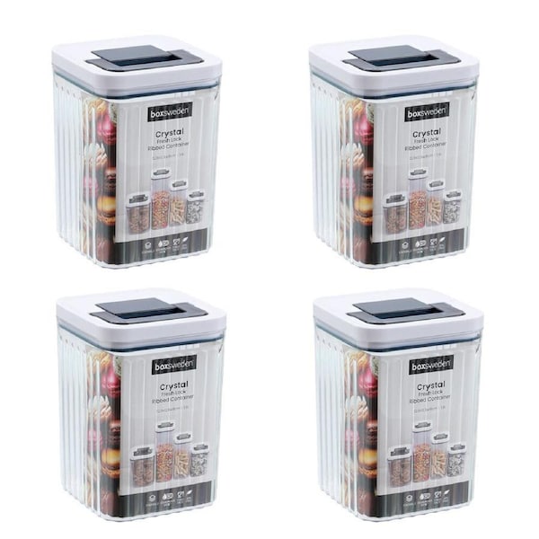 4PK Lemon and Lime Crystal Ribbed Food Storage Container 1.9L/18cm Assorted