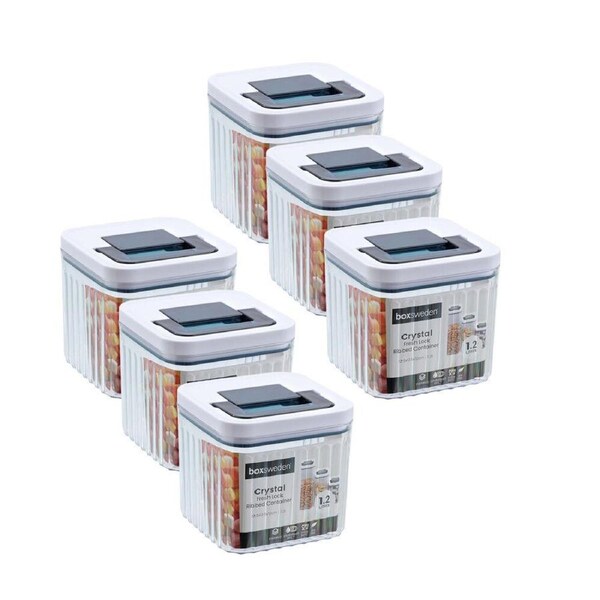 6PK Lemon and Lime Crystal Ribbed Food Storage Container 1.2L/12cm Assorted