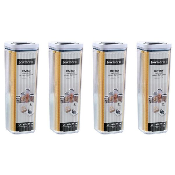 4PK Lemon and Lime Crystal Ribbed Food Storage Container 2L/30cm Assorted