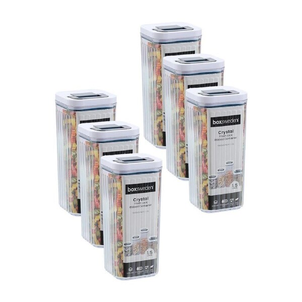 6PK Lemon and Lime Crystal Ribbed Food Storage Container 1.5L/22.5cm Assorted