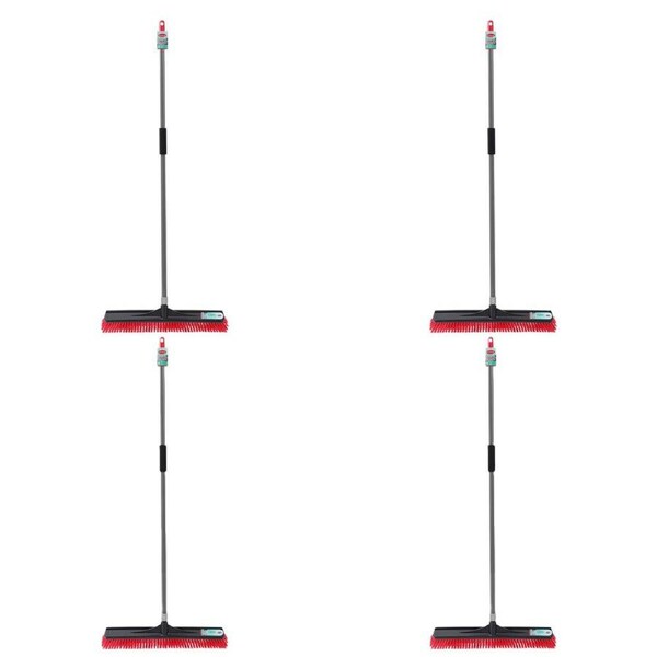 4PK Boxsweden Prime Outdoor Heavy Duty Broom w/ Comfort Grip Handle 60cm Assrtd
