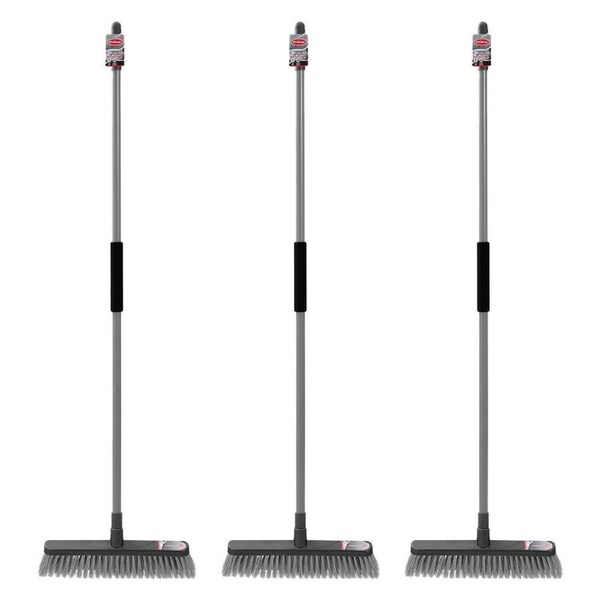 3PK Boxsweden Prime Yard Heavy Duty Broom w/ Long Handle 1.3m/38.5cm Assorted