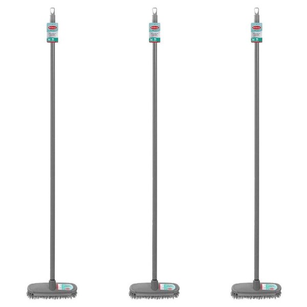 3PK Boxsweden Prime Hard Surface Scrubbing Broom w/ Long Handle 1.2m Assorted