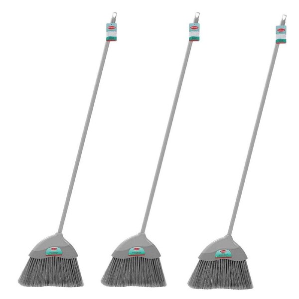 3PK Boxsweden Prime Angle Head Lighweight Broom w/ Long Handle 1.2m Assorted