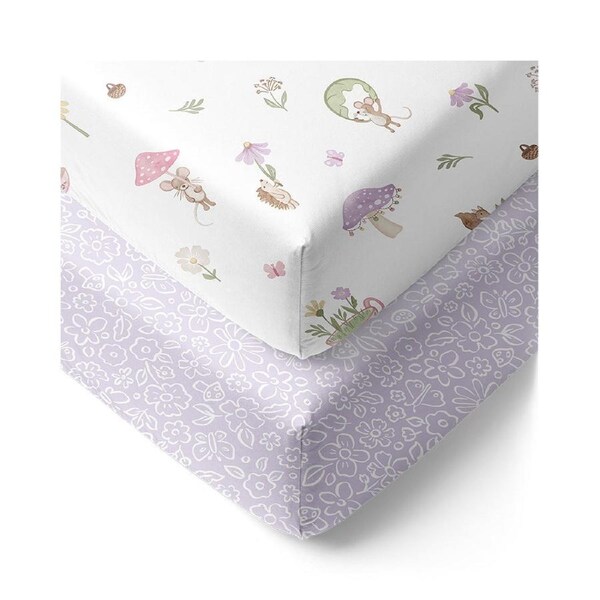 2 Pack Organic Cot Fitted Sheet - Whimsical Wonderland