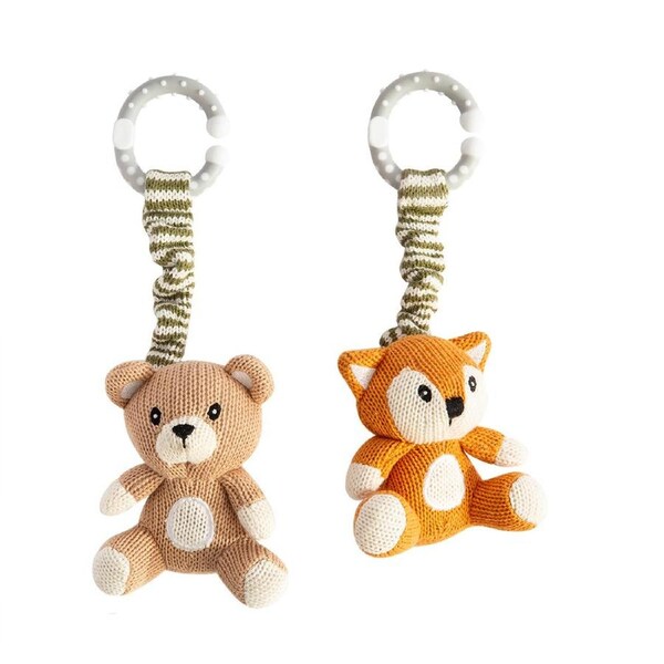 2 Pack Stroller Toys - Bear & Fox