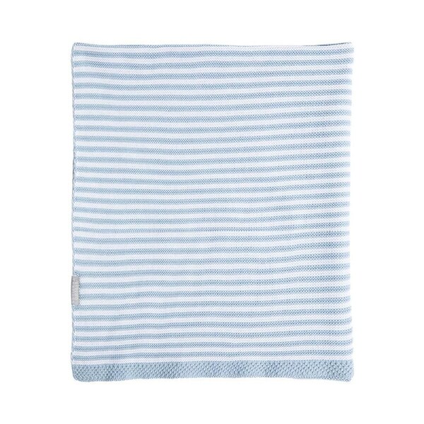 100% Cotton Knit Stripe Blanket - Blue/white