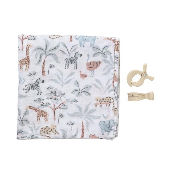 Organic Muslin Swaddle & Peg Set - Wild Safari