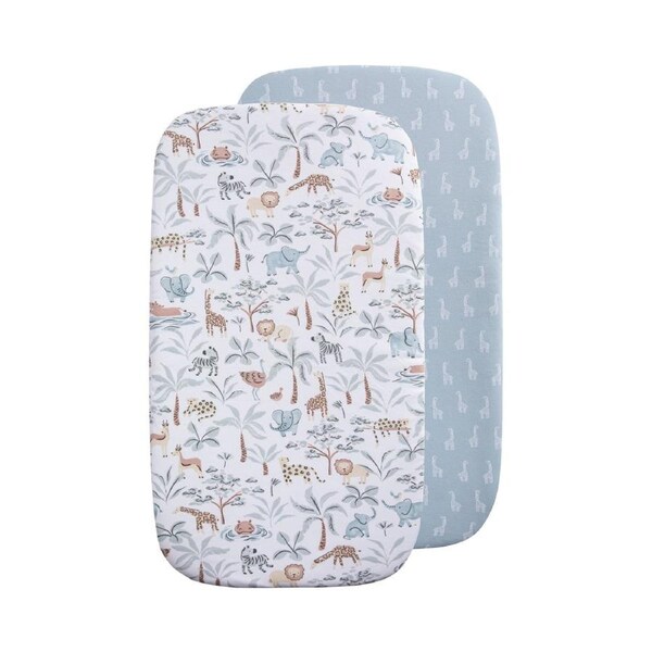 2 Pack Organic Bedside Sleeper Fitted Sheet - Wild Safari