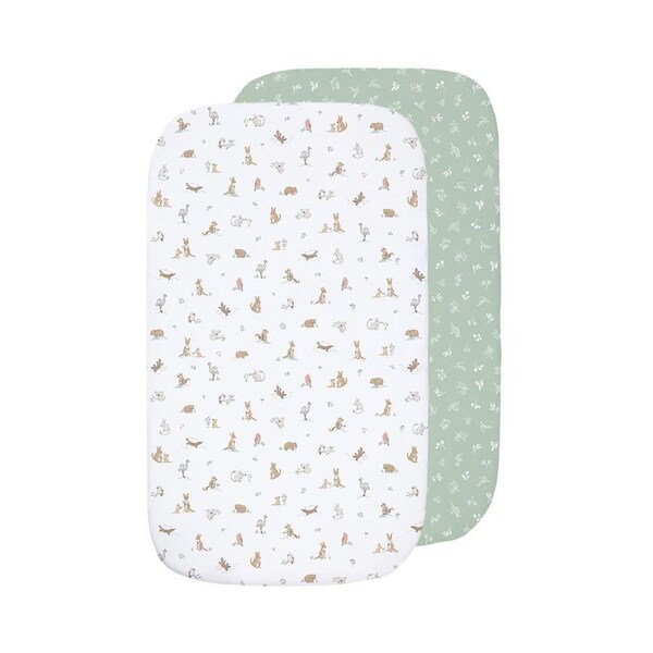 2 Pack Organic Bedside Sleeper Fitted Sheet - Australiana