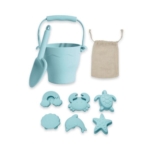 8 Pc Silicone Bucket Set - Light Blue