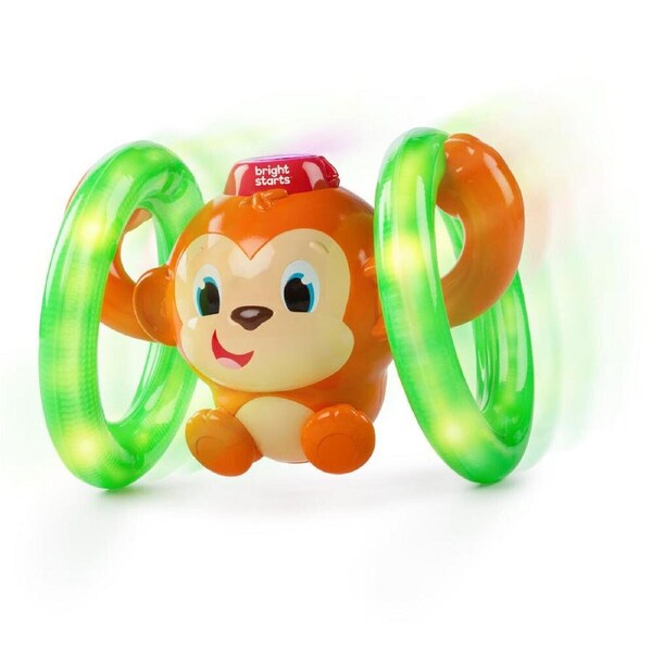 Bright Starts Roll & Glow Monkey w/Lights and Sounds Interactive Play Toy 6m+