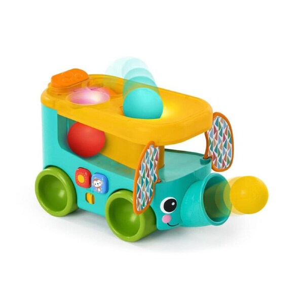 Bright Starts Pop & Roll Safari Bus Ball Baby Play Toy w/Lights Sounds 6m+