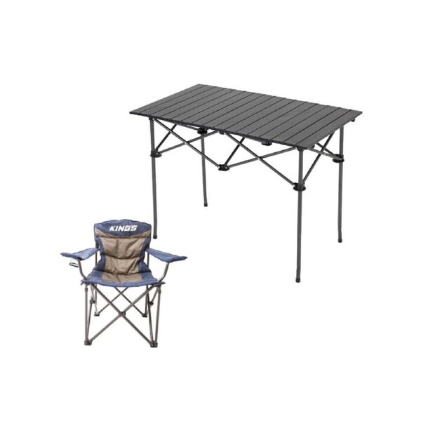 Kings Aluminium Roll-Up Camping Table Sturdy - Lightweight+ Throne Camping Chair