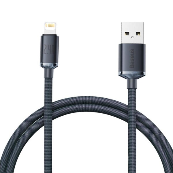 Baseus Crystal Shine Series Fast Charging Data Cable USB to iP 2.4A 1.2m-Black