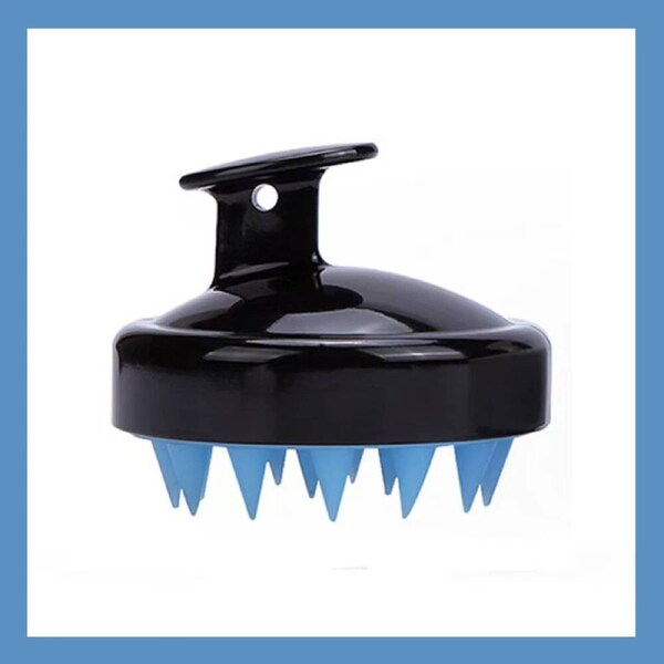 Silicone Scalp Massage Brush for Hair Washing Black Blue Comfort Grip