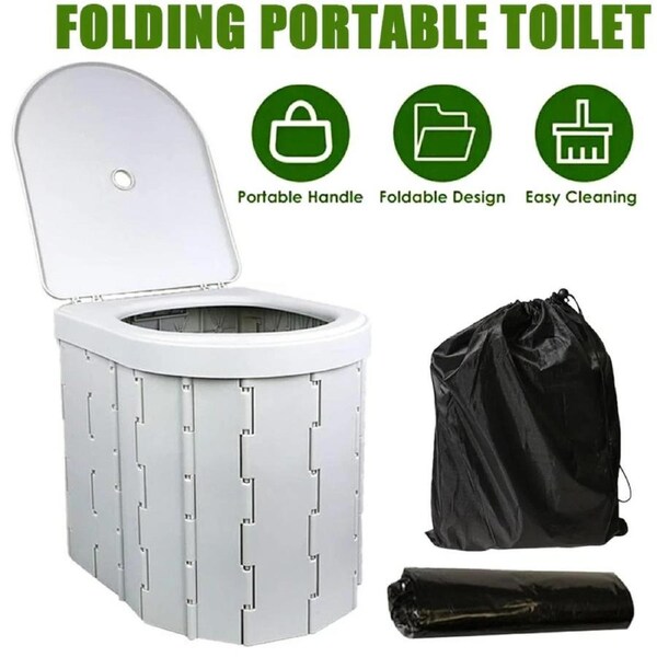 Portable Lid Camping Toilet Foldable Easy-Clean Lightweight Design