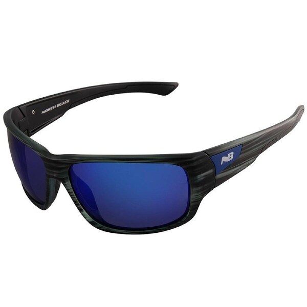 North Beach Quinn Crystal Black Stripe/Blue Mirror Polarised Unisex Sunglasses