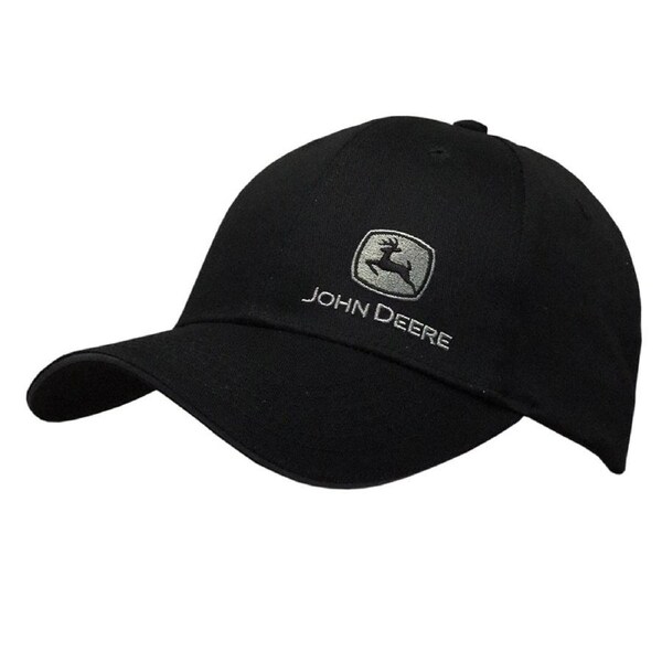 John Deere LP67233-JD Trademark Offset Embroidered Logo Twill Cap-Black