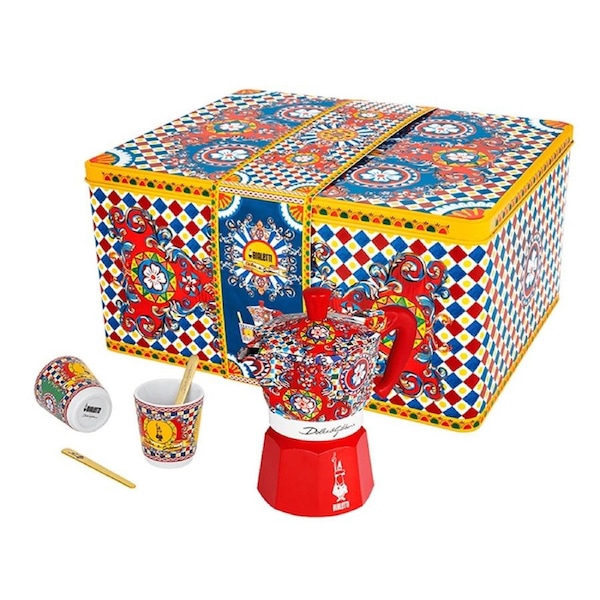 Bialetti Dolce & Gabbana Gift Set - Moka 2 Cup + Cups + Stirrers - Red