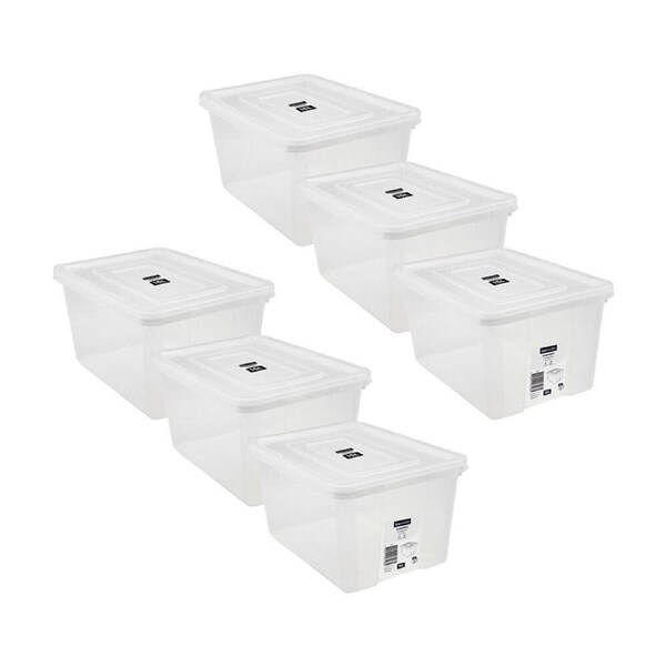 6PK Boxsweden Essentials Heavy Duty Storage Organiser Box/Tub 15L/38x27cm Clear