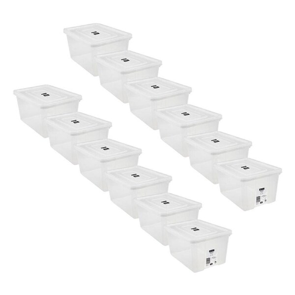 12PK Boxsweden Essentials Heavy Duty Storage Organiser Box/Tub 15L/38x27cm Clear