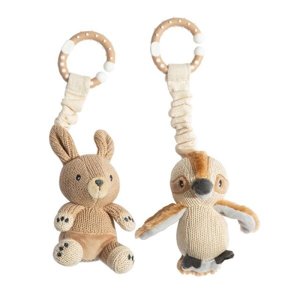 2 Pack Stroller Toys - Kangaroo & Kookaburra