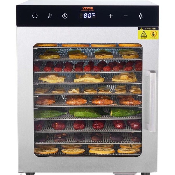 10 Trays Food Dehydrator Machine Stainless Steel 800W Jerky Fruit Drying
