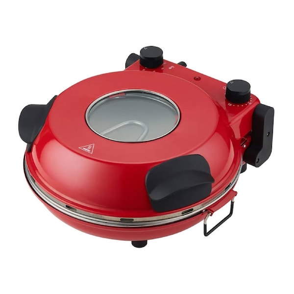 Healthy Choice 12in Electric Pizza Oven w/Thermal Control Removable Stone Red