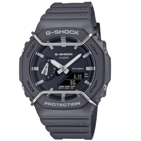 G-Shock Grey Men's 200m Digi-Analog Watch with Face Protectors GA-2100PTS-8A