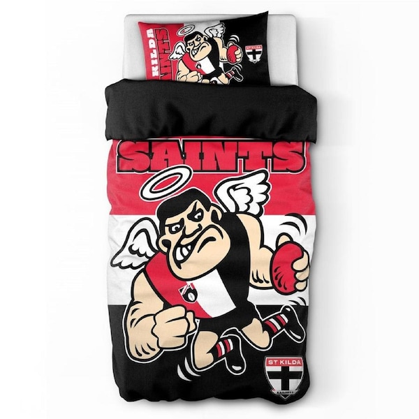 St Kilda Saints AFL Team Logo AFL Single Quilt Cover Set