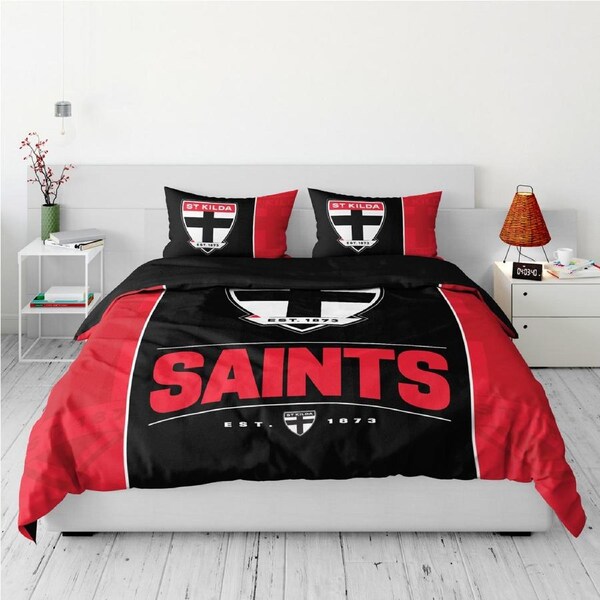 St Kilda Saints AFL Team Logo Queen Quilt Cover Set