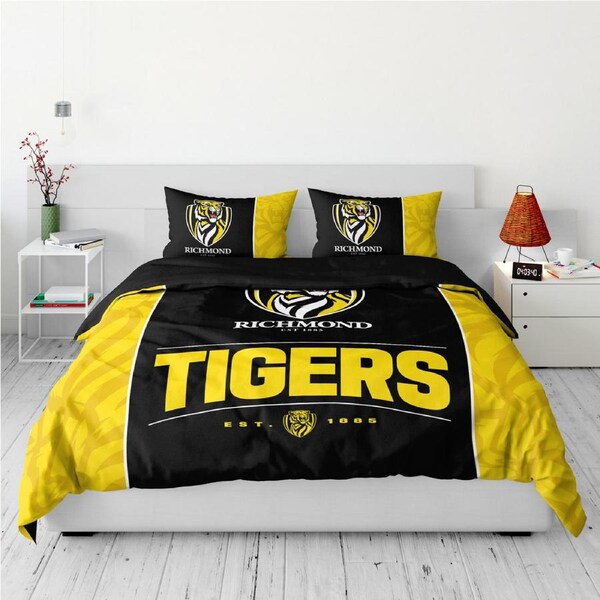Richmond Tigers AFL Team Logo Queen Quilt Cover Set