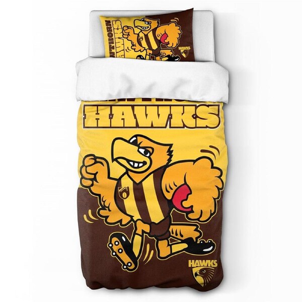 Hawthorn Hawks AFL Team Logo Single Quilt Cover Set