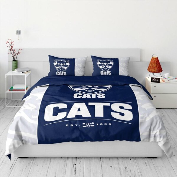 Geelong Cats AFL Team Logo Double Quilt Cover Set