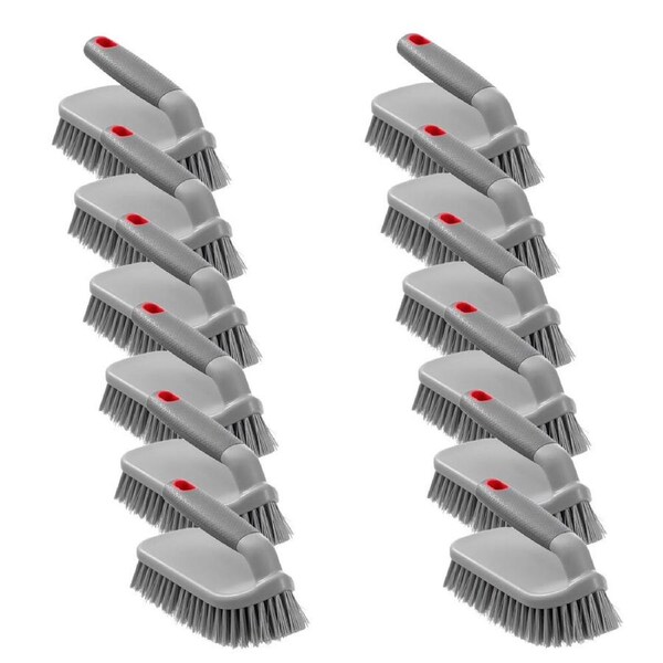 12PK Boxsweden Prime Handled Hard Bristle Scrubbing Brush Soft Grip Large