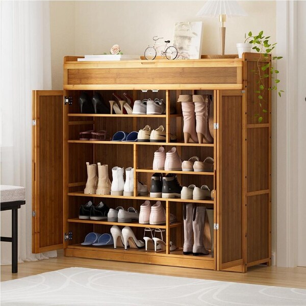 Artiss Shoe Rack Storage Cabinet 7 Tier 30 Pairs Bamboo